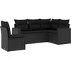 Image de vidaXL - 5-delige - Loungeset - met - kussens - poly - rattan - zwart