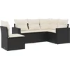 Image de vidaXL - 5-delige - Loungeset - met - kussens - poly - rattan - zwart