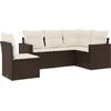 Image de vidaXL - 5-delige - Loungeset - met - kussens - poly - rattan - bruin