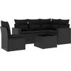 Image de vidaXL - 6-delige - Loungeset - met - kussens - poly - rattan - zwart