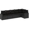 Image de vidaXL - 6-delige - Loungeset - met - kussens - poly - rattan - zwart