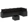 Image de vidaXL - 7-delige - Loungeset - met - kussens - poly - rattan - zwart