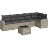 Image de vidaXL - 7-delige - Loungeset - met - kussens - poly - rattan - lichtgrijs