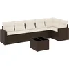 Image de vidaXL - 7-delige - Loungeset - met - kussens - poly - rattan - bruin