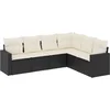 Image de vidaXL - 6-delige - Loungeset - met - kussens - poly - rattan - zwart