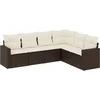 Image de vidaXL - 6-delige - Loungeset - met - kussens - poly - rattan - bruin