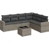 Image de vidaXL - 7-delige - Loungeset - met - kussens - poly - rattan - grijs
