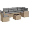 Image de vidaXL - 7-delige - Loungeset - met - kussens - poly - rattan - beige