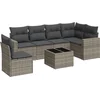 Image de vidaXL - 7-delige - Loungeset - met - kussens - poly - rattan - grijs
