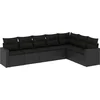Image de vidaXL - 7-delige - Loungeset - met - kussens - poly - rattan - zwart