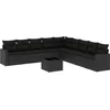 Image de vidaXL - 10-delige - Loungeset - met - kussens - poly - rattan - zwart