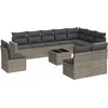 Image de vidaXL - 11-delige - Loungeset - met - kussens - poly - rattan - grijs
