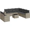 Image de vidaXL - 10-delige - Loungeset - met - kussens - poly - rattan - lichtgrijs