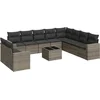 Image de vidaXL - 11-delige - Loungeset - met - kussens - poly - rattan - grijs