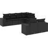Image de vidaXL - 7-delige - Loungeset - met - kussens - poly - rattan - zwart