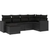 Image de vidaXL - 6-delige - Loungeset - met - kussens - poly - rattan - zwart