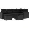 Image de vidaXL - 7-delige - Loungeset - met - kussens - poly - rattan - zwart