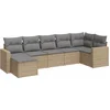 Image de vidaXL - 7-delige - Loungeset - met - kussens - poly - rattan - beige