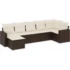 Image de vidaXL - 7-delige - Loungeset - met - kussens - poly - rattan - bruin