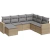 Image de vidaXL - 7-delige - Loungeset - met - kussens - poly - rattan - beige