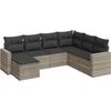 Image de vidaXL - 7-delige - Loungeset - met - kussens - poly - rattan - lichtgrijs