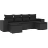 Image de vidaXL - 6-delige - Loungeset - met - kussens - poly - rattan - zwart
