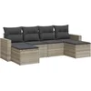 Image de vidaXL - 6-delige - Loungeset - met - kussens - poly - rattan - lichtgrijs