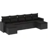 Image de vidaXL - 7-delige - Loungeset - met - kussens - poly - rattan - zwart