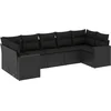 Image de vidaXL - 7-delige - Loungeset - met - kussens - poly - rattan - zwart