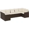 Image de vidaXL - 7-delige - Loungeset - met - kussens - poly - rattan - bruin