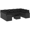 Image de vidaXL - 10-delige - Loungeset - met - kussens - poly - rattan - zwart
