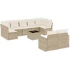 Image de vidaXL - 10-delige - Loungeset - met - kussens - poly - rattan - beige