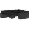 Image de vidaXL - 10-delige - Loungeset - met - kussens - poly - rattan - zwart