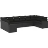 Image de vidaXL - 10-delige - Loungeset - met - kussens - poly - rattan - zwart