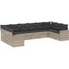 Image de vidaXL - 10-delige - Loungeset - met - kussens - poly - rattan - lichtgrijs