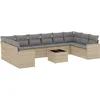 Image de vidaXL - 11-delige - Tuinset - met - kussens - poly - rattan - beige