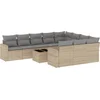 Image de vidaXL - 11-delige - Tuinset - met - kussens - poly - rattan - beige
