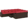 Image de vidaXL - 11-delige - Loungeset - met - kussens - poly - rattan - bruin