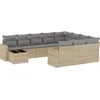Image de vidaXL - 11-delige - Tuinset - met - kussens - poly - rattan - beige