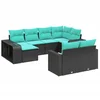 Image de vidaXL - 10-delige - tuinbankset - met - kussens - van - zwart - polyrotan