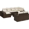 Image de vidaXL - 11-delige - Loungeset - met - kussens - poly - rattan - bruin