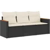 Image de vidaXL - 3-delige - Loungeset - met - kussens - poly - rattan - zwart