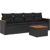 Image de vidaXL - 5-delige - Loungeset - met - kussens - poly - rattan - zwart