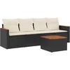 Image de vidaXL - 5-delige - Loungeset - met - kussens - poly - rattan - zwart