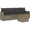 Image de vidaXL - 5-delige - Loungeset - met - kussens - poly - rattan - grijs