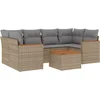 Image de vidaXL - 7-delige - Loungeset - met - kussens - poly - rattan - gemengd - beige