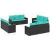 Image de vidaXL - 12-delige - tuinbankset - met - kussens - van - zwart - polyrotan