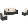 Image de vidaXL - 5-delige - Loungeset - met - kussens - poly - rattan - zwart