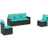 Image de vidaXL - 5-delige - tuinbankset - met - kussens - van - zwart - polyrotan