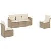 Image de vidaXL - 5-delige - Loungeset - met - kussens - poly - rattan - beige